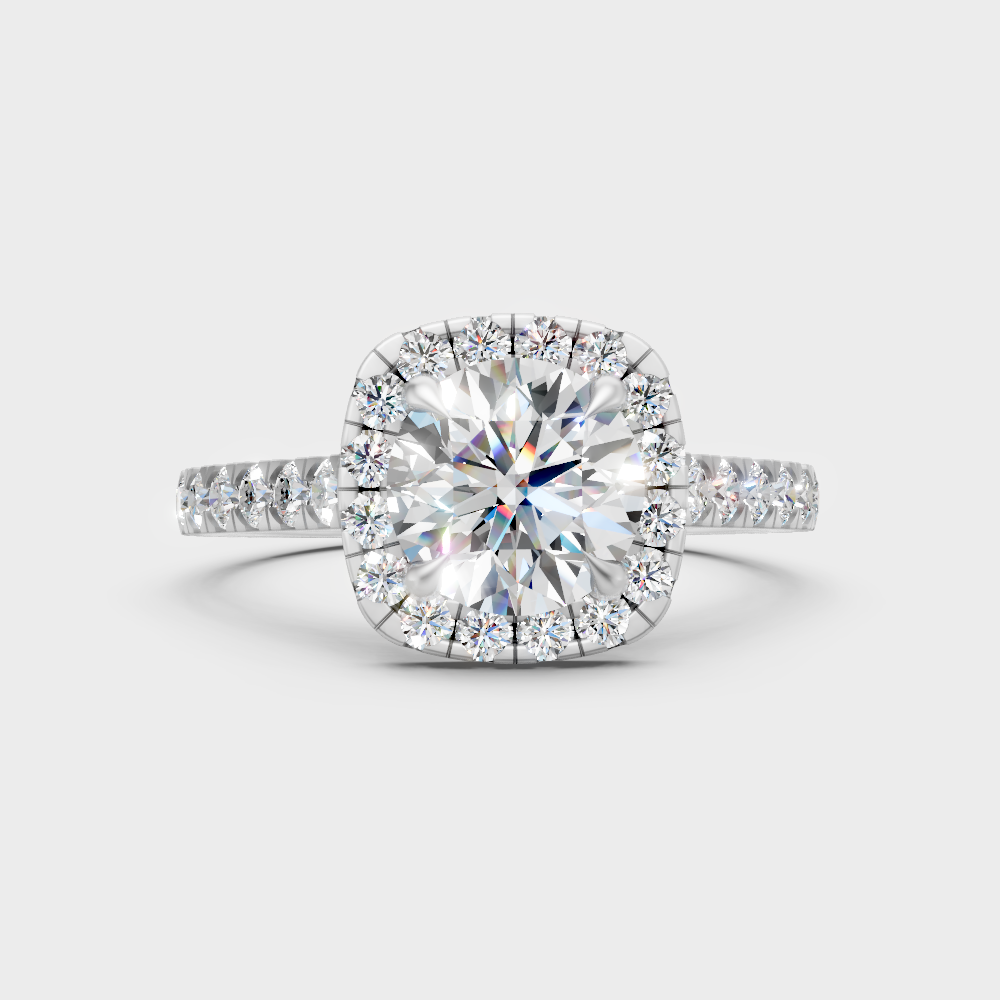 Certified 1.83 Carat Round-Cut Lab-Grown Diamond Halo In 14K White Gold